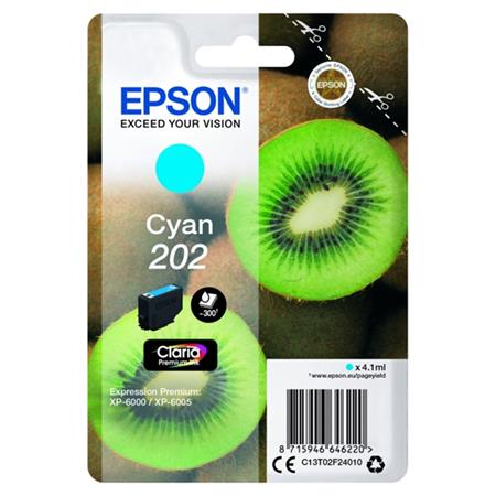 Image of Epson 202 (T02F24010) Cyan Original Claria Premium Standard Capacity Ink Cartridge (Kiwi)