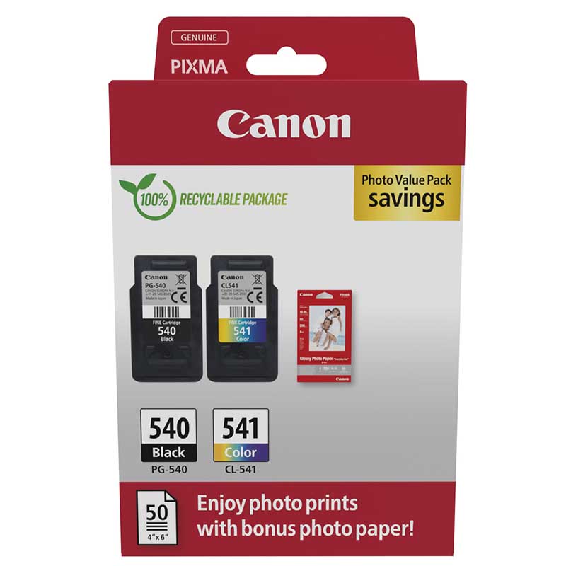 Canon Multipack Pg-540/Cl-541 Original Ink Cartridges & Photo Paper (5225B013) 1St