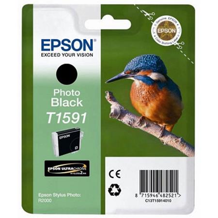 GENUINE EPSON T1591 Photo Black PK cartridge KINGFISHER vacuum sealed R2000 ink - Image 4