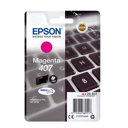 Epson Magenta 407 (T07u340) Original Durabrite Ultra Ink Cartridge