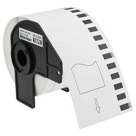 Printerinks Black/White Compatible Brother Dk-22205 Continuous Paper Tape (62Mm X 30.48M) On