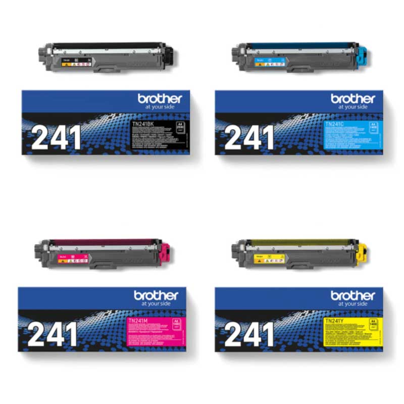 Brother Multicolor Dcp-9020Cdw Printer Toner Cartridges (4 Pack) -Tn241bk Multipack Original