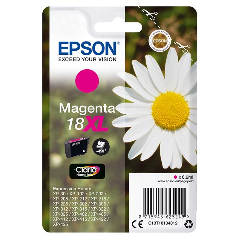 Epson Magenta 18XL (T18134010) Original Claria Home High Capacity Ink Cartridge (Daisy)