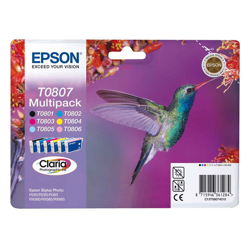 Epson C13t08074011/T0807 Ink Cartridge Multi Pack Bk.c.m.y.lc.lm. 6X22 - Image 15