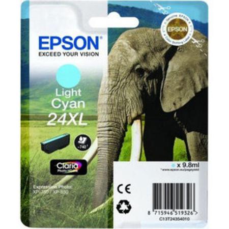 Image of Epson 24XL (T243540) Light Cyan Original Claria Photo HD High Capacity Ink Cartridge (Elephant)