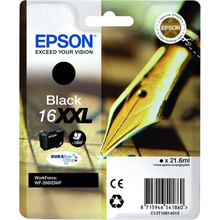 Image of Epson 16XXL (T168140) Black Original DURABrite Ultra High Capacity Ink Cartridge (Pen)