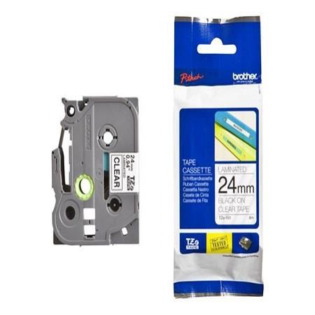 Brother Black Tze-151 Original P-Touch Label Tape (24Mm X 8M) On Clear
