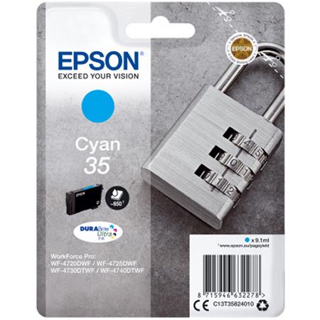 Image of Epson 35 (T3582) Cyan Original DURABrite Ultra Standard Capacity Ink Cartridge (Padlock)
