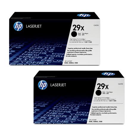original multipack hp laserjet 5100dtn printer toner cartridges 2 pack -c4129x