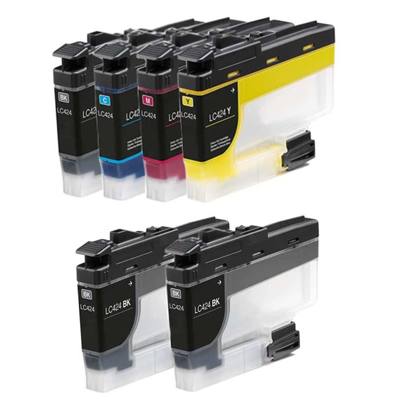 Printerinks Multicolor Compatible Brother Dcp-J1200w Printer Ink Cartridges (6 Pack) -Lc424bk Multipack