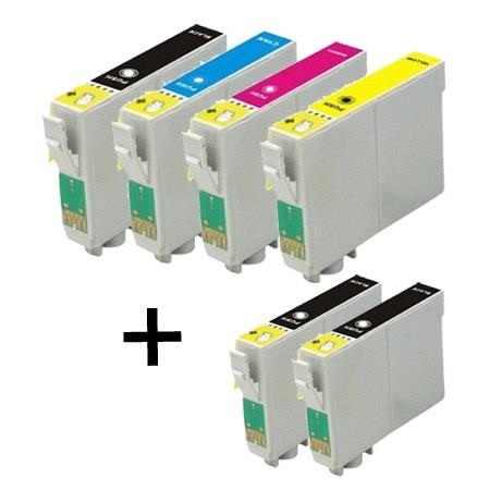 Printerinks Multicolor Compatible Epson Stylus C84 Printer Ink Cartridges (6 Pack) -C13t04414010 Multipack