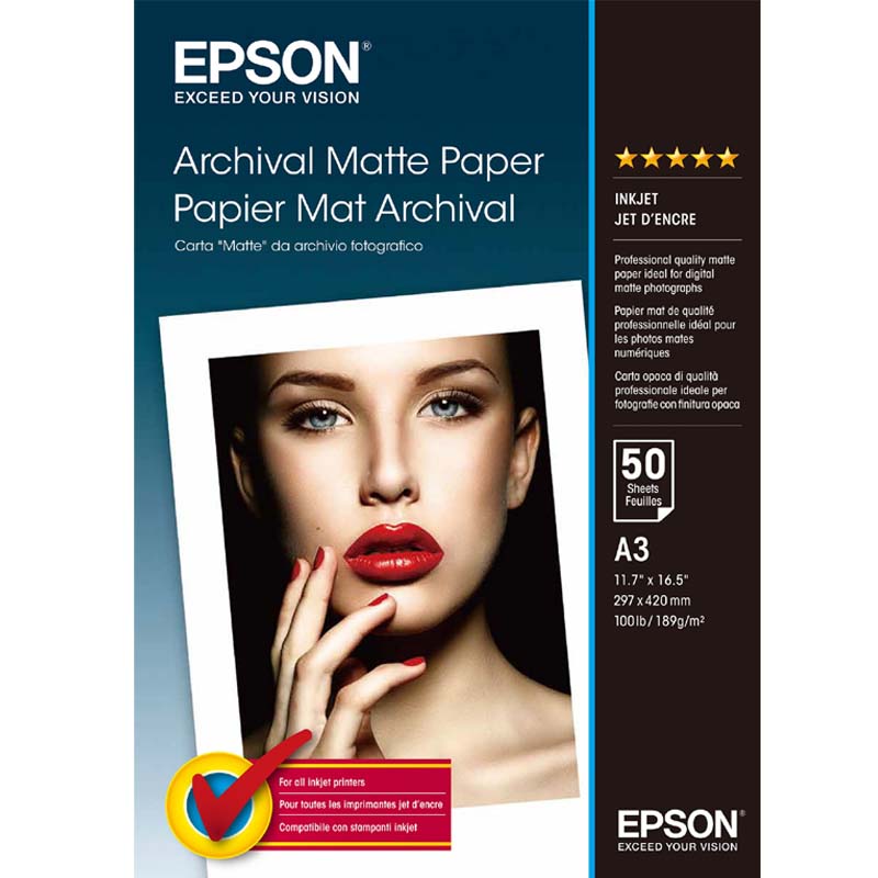 Epson (A3) Archival Matte Paper (50 Sheets) 192gsm (White)