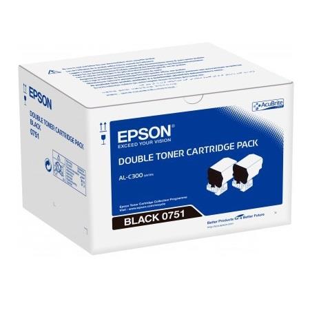 epson s050751 black original toner cartridge - twin pack