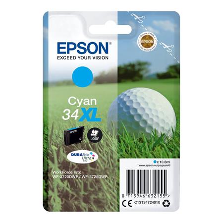 Image of Epson 34XL (T3472) Cyan Original DURABrite Ultra High Capacity Ink Cartridge (Golf Ball)