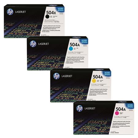 original multipack hp colour laserjet cp3520 printer toner cartridges 4 pack -ce250x