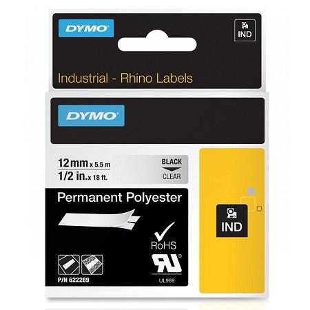Dymo Black 622289 Original Label Tape (12Mm X 5.5M) On Clear