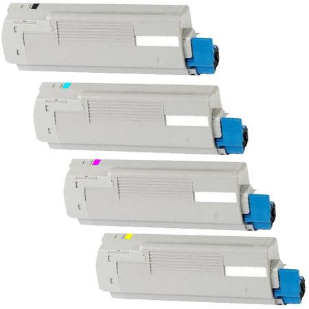 Printerinks Multicolor Compatible Oki C5900n Printer Toner Cartridges (4 Pack) -43324424 Multipack