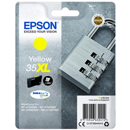 Image of Epson 35XL (T3594) Yellow Original DURABrite Ultra High Capacity Ink Cartridge (Padlock)