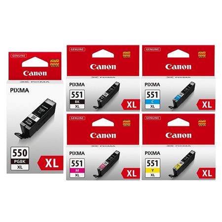 Original Multipack Canon Pixma MX922 Printer Ink Cartridges (5 Pack) -6431B001AA, PGI-550PGBKXL