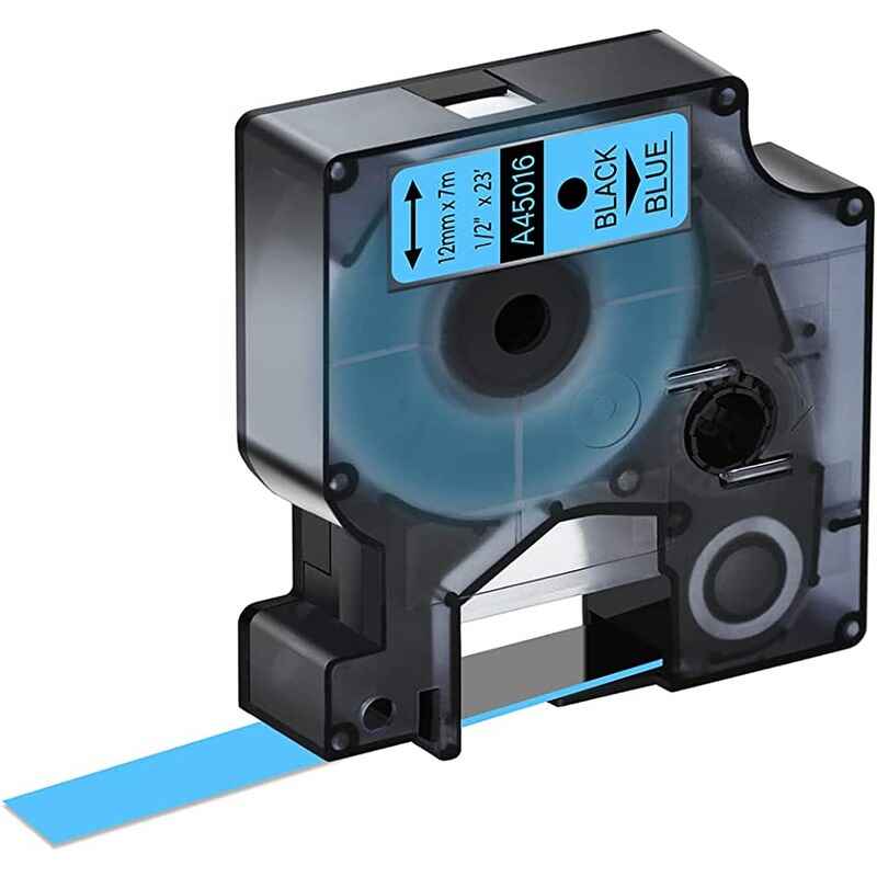 Printerinks Black/Blue Compatible Dymo 45016 (S0720560) Label Tape (12Mm X 7M) On