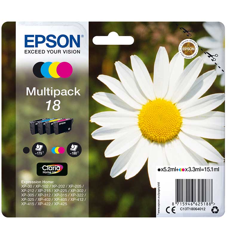 Epson Multipack (T18064010) Original Claria Home Standard Capacity (Daisy) Size 18