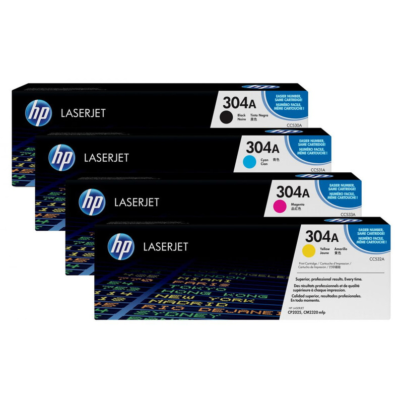 Hp Multicolor Colour Laserjet Cp2025 Printer Toner Cartridges (4 Pack) -Cc530a Multipack Original