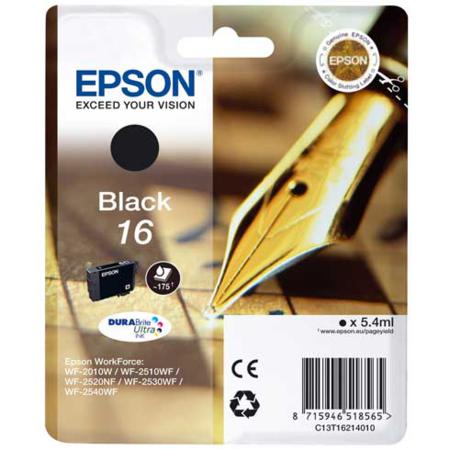 Image of Epson 16 (T162140) Black Original DURABrite Ultra Standard Capacity Ink Cartridge (Pen)
